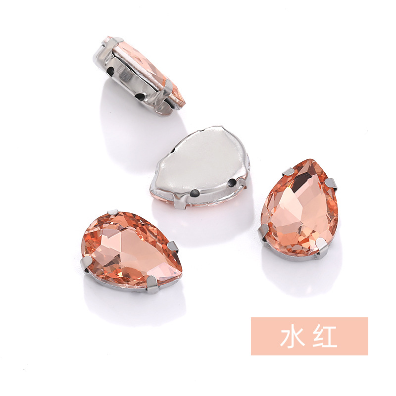 Diamante de garra de forma especial de fondo puntiagudo de gota de agua, soporte de fondo K blanco que no se desvanece, vestido de novia de bricolaje, accesorios, accesorios, taladro de garra cosido a mano