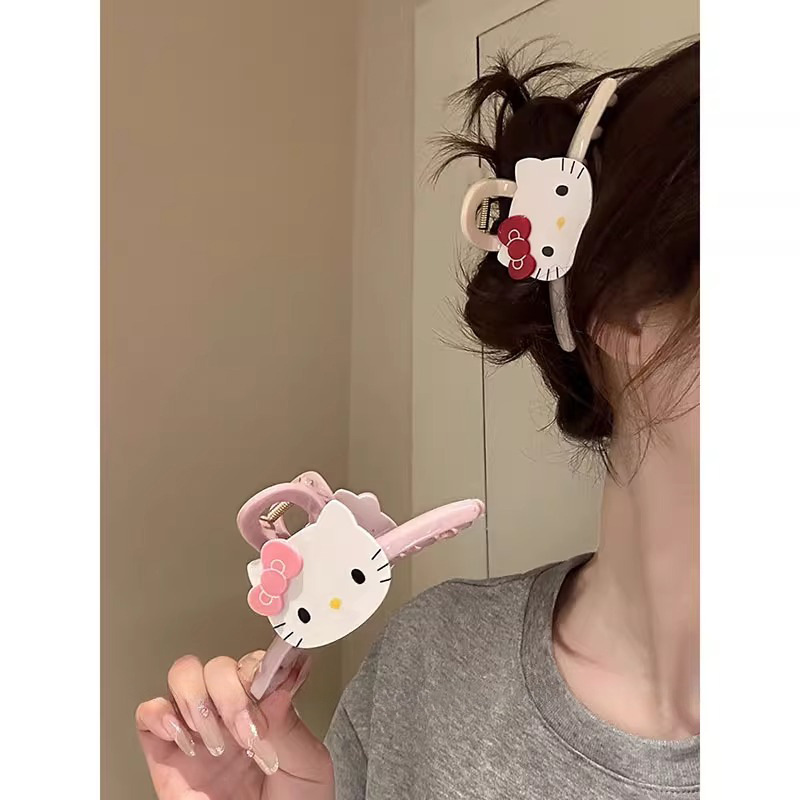 Korean Version Cartoon Sanrio Kitty Cat Claw Clip for the Back of the Head, Large Ponytail Shark Clip, Ins-Style Hairpin Hair Accessory