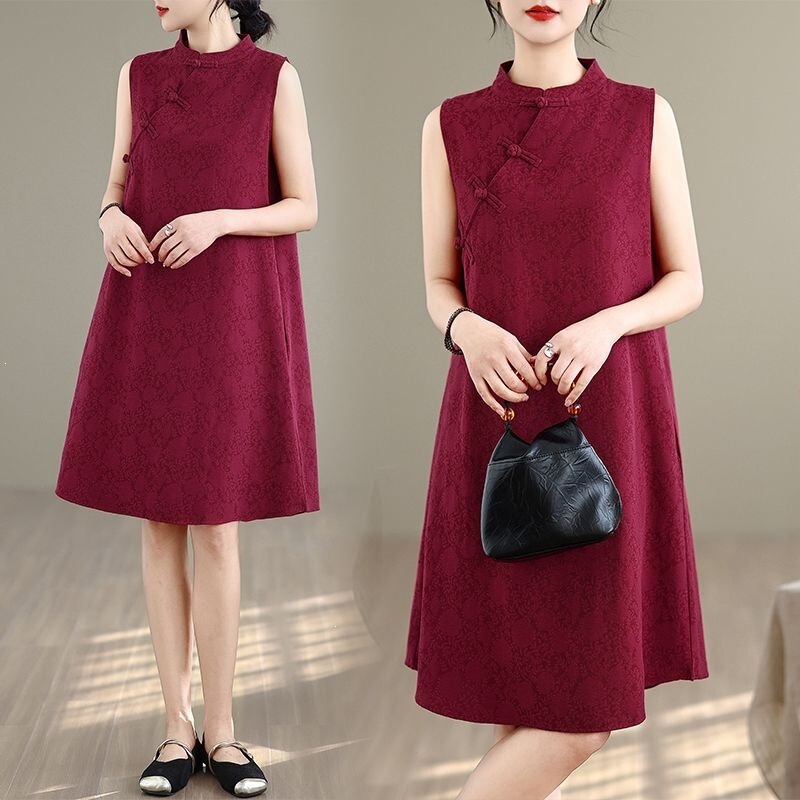 Retro Chinese-Style Cotton and Linen Jacquard Artistic Improved Cheongsam, New Loose-Fitting Slimming Stand-Collar Dress for Spring and Summer Retro Chinese-Style Cotton and Linen Jacquard Artistic Improved Cheongsam, New Loose-Fitting Slimming Stand-Collar Dress for Spring and Summer