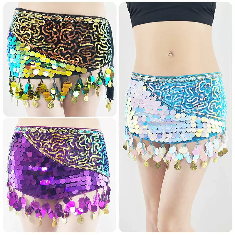 Новый танец живота талия цепочка с блестками бахромой юбка шарф бедра