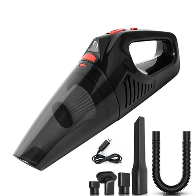 Car vacuum cleaner with LED lighting, wireless portable mini car and home lithium battery vacuum cleaner, wet and dry, cross-border English (Tozsoranlar) - standard-black-color