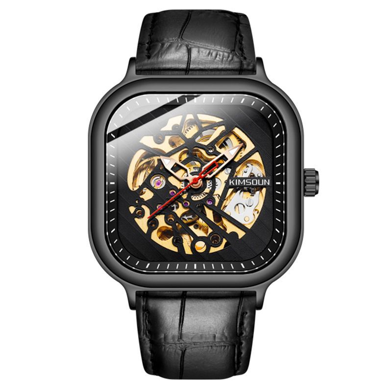 Cross-border square hollow watch men's mechanical watch automatic watch fashion men's fashion student waterproof men's watch