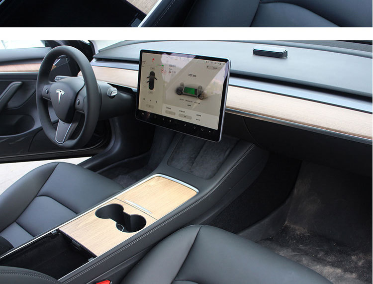Suitable for Tesla Model 3/Y Center Console Film White Matte Carbon Fiber Pattern Sticker Transparent Tpu Protective Film
