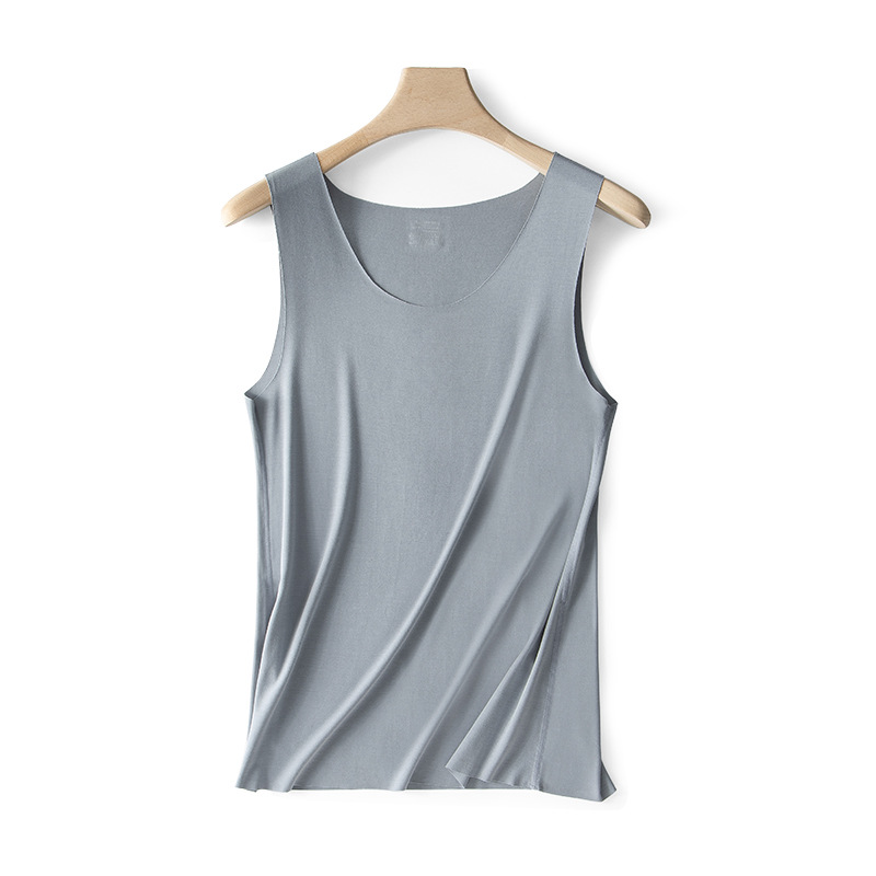 Procesamiento personalizado 60 piezas de chaleco modal de primavera y verano para hombre de doble cara camiseta sin mangas sin costuras delgada