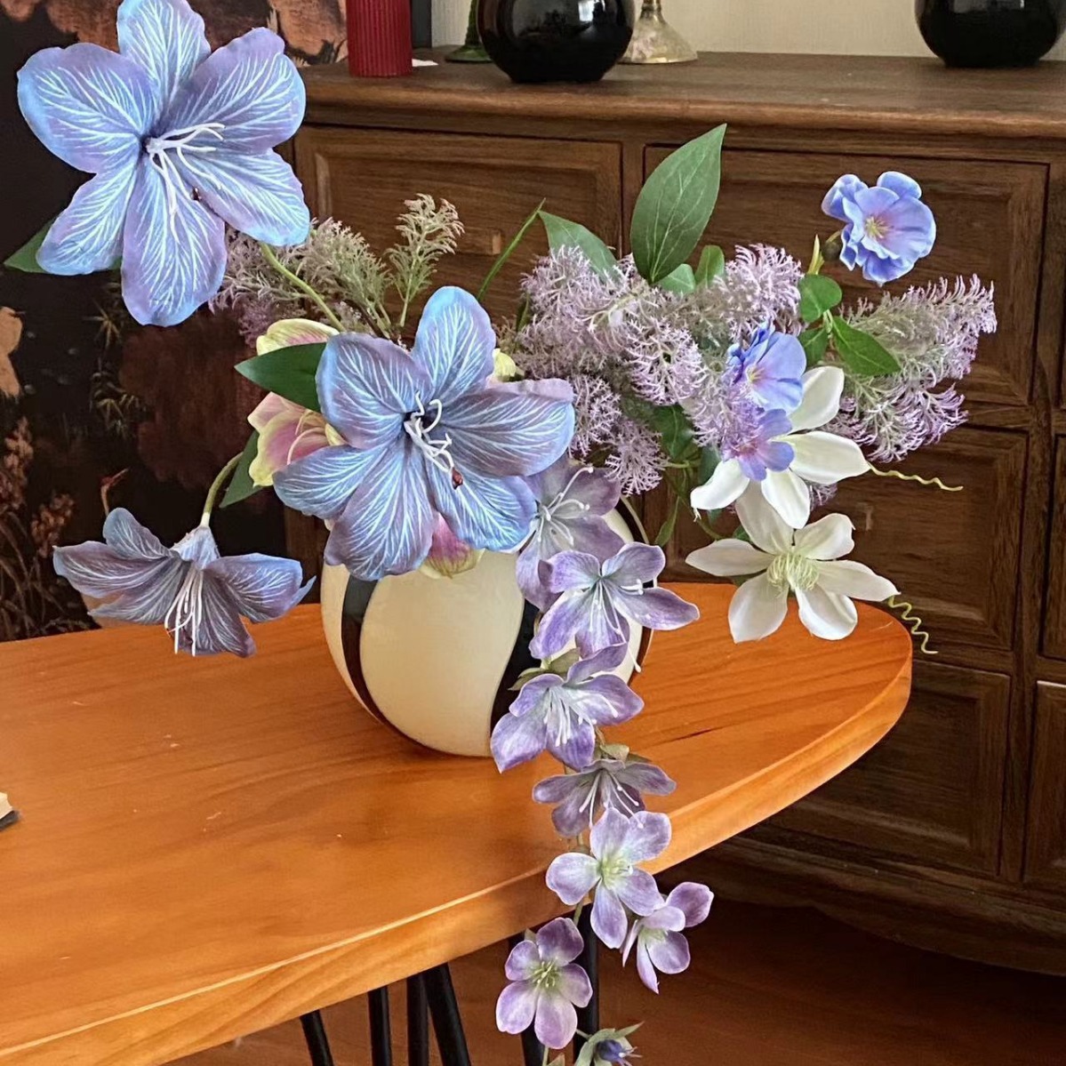 Monet Retro flores falsas flores combinadas ramo floral sala de estar casa suave decoración floral púrpura