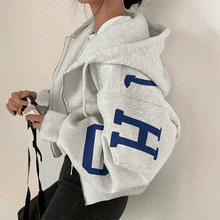 亚马逊跨境欧美2024女装休闲时尚印花百搭上衣长袖卫衣