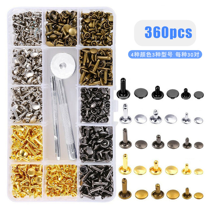 Remache transfronterizo de doble cara, hebilla de cuero, hebilla de doble cara, hebilla hueca de doble cara, hebilla de remache 180/360/480 juegos