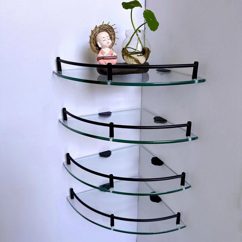 Baño de acero inoxidable galvanizado sala de ducha 34 capas de esquina de ventilador triangular estante de almacenamiento de vidrio