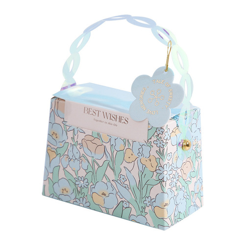 Trendy Online-Featured Wedding Candy Box in European Style, Elegant Handheld Gift Box with Bag—Perfect for Weddings and Celebrations