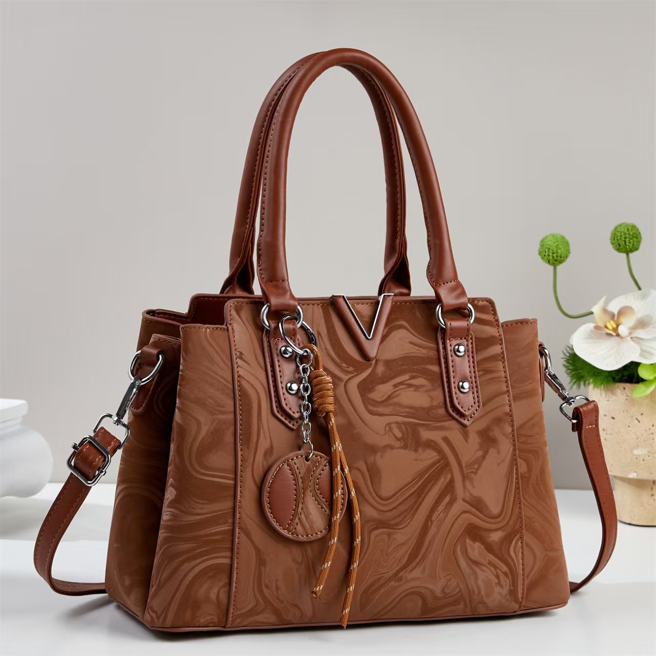 Bolso de mano casual en forma de V bolso de moda simple bolso de mujer bolso de hombro casual de todos los días bolso de mano