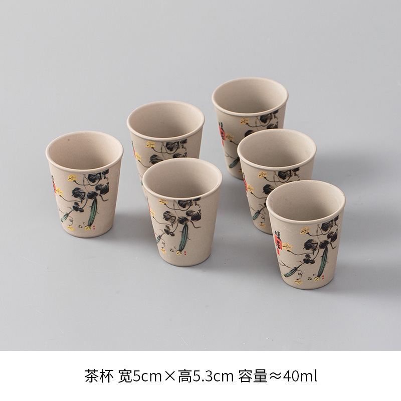 Ceramic tea cup, glass tea set, 6 pieces