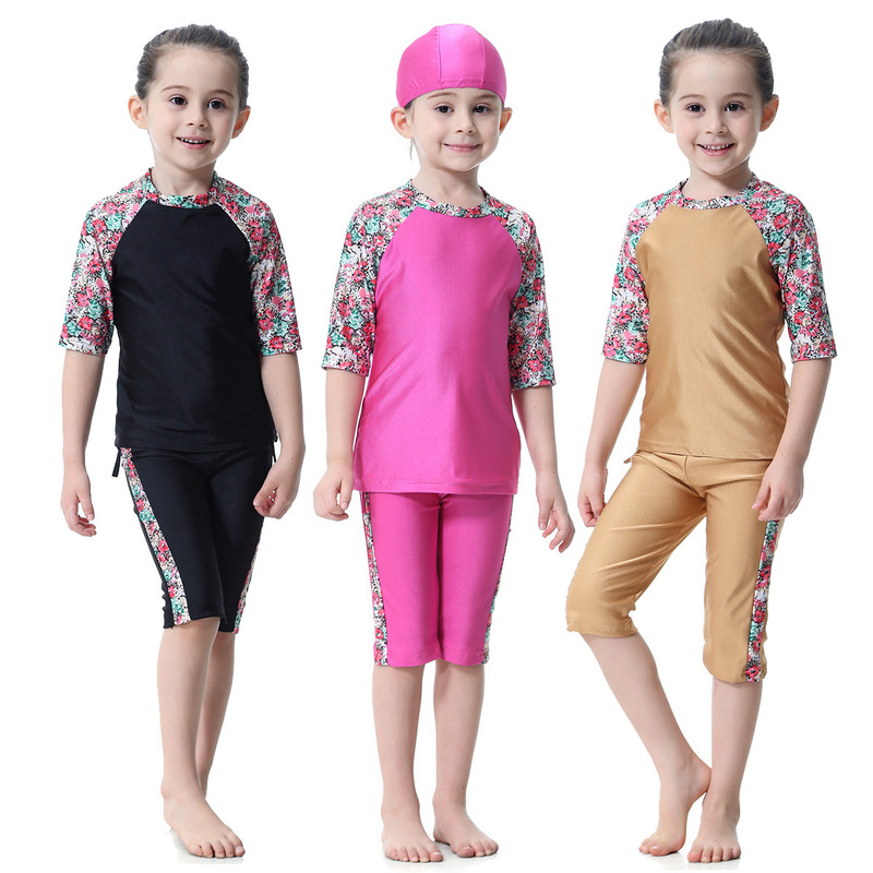 Factory spot H2006 girls swimwear girls three-piece set conservative split swimsuit Factory spot H2006 girls swimwear girls three-piece set conservative split swimsuit