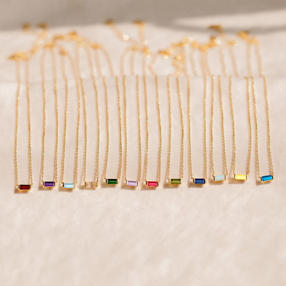 Birthstone, Zircon Inlay Material Pendant Necklace Classification Wholesale Jewelry Vintage Style Classic Style Geometric 304 Stainless Steel Birthstone Zircon Plating Pendant Necklace