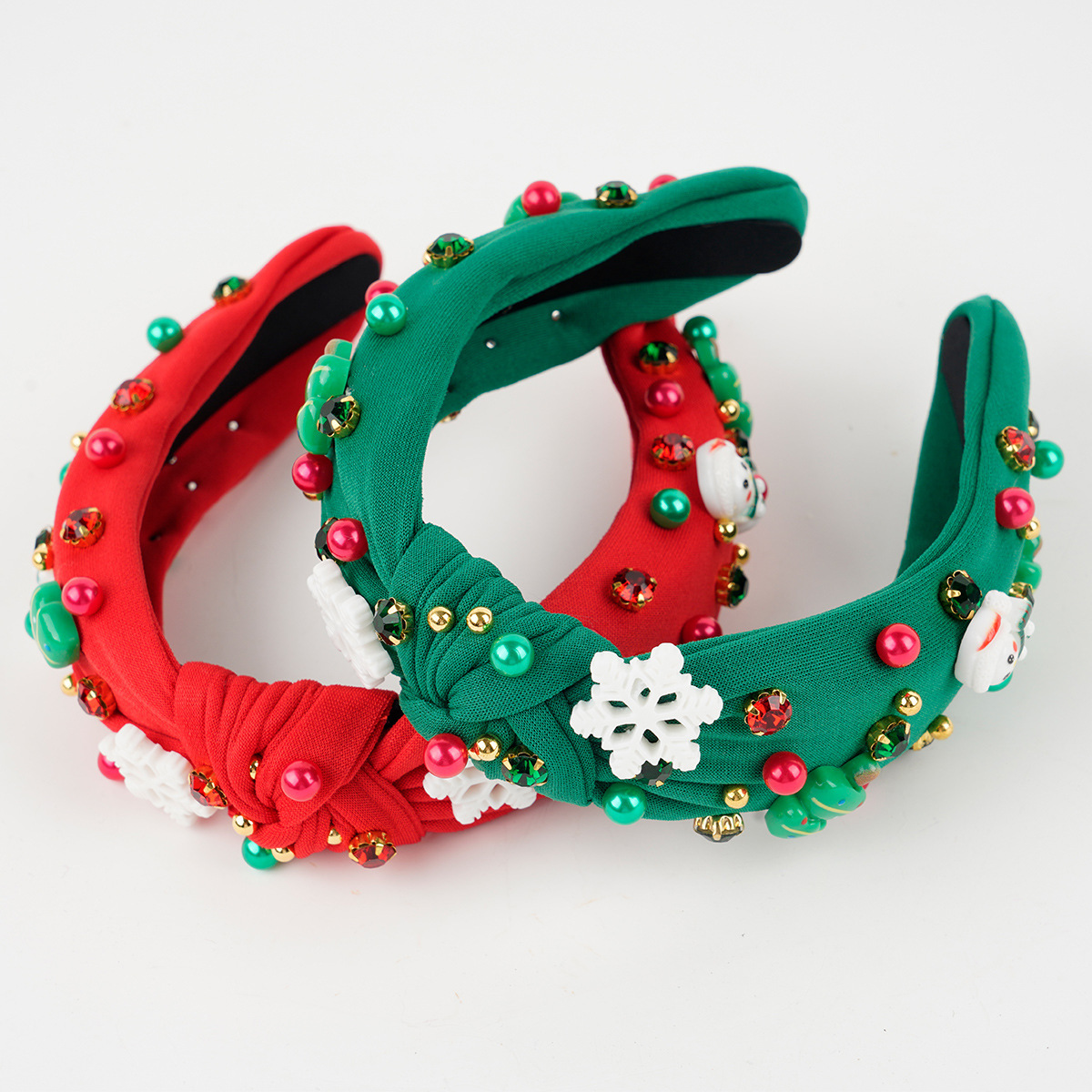 Kerst haarband met knoop versierd met strass en parels_voghion.com