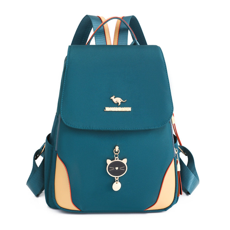 2023 primavera nueva versión coreana de la mochila de nailon para mujer moda linda color de contraste viaje mochila mochila escolar marea