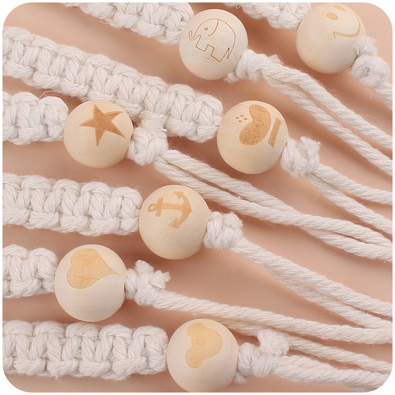 Hemu impreso cuentas tejidas a mano Cadena de pezón Bebé suministros Hemu pezón clip pezón cuerda calmante bebés