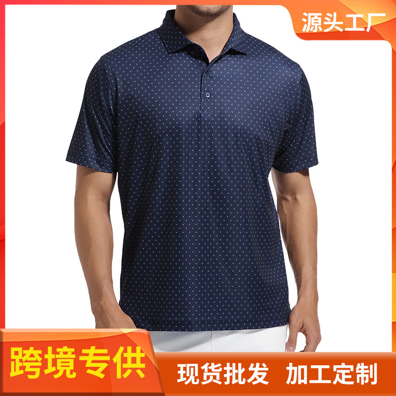 Small Floral American Polo Shirt European and American Men's Short-Sleeved Tops Export Casual Golf Wear Amazon Cross-Border Men's Clothing