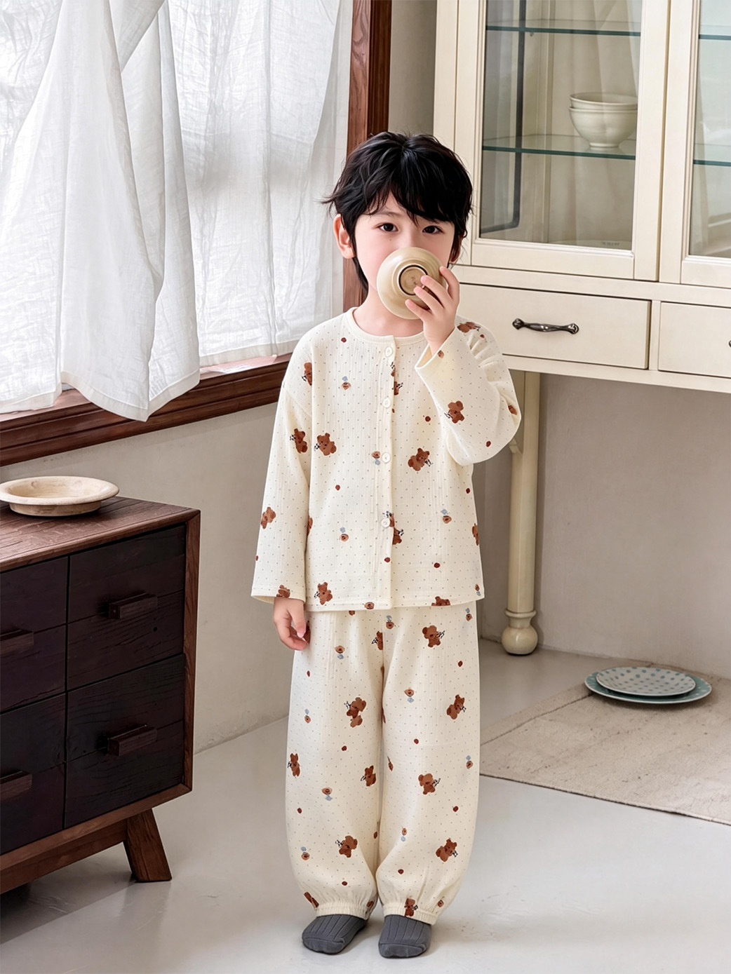 Mbe double layer gauze set tea cup bear / 80cm (height + 10cm shot)