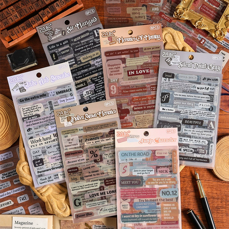 Yuezhen трансграничный эксклюзив для сердцебиения наклейки водонепроницаемый pet ручной счет пакет наклейки креативный ретро алфавит ручной счет материал