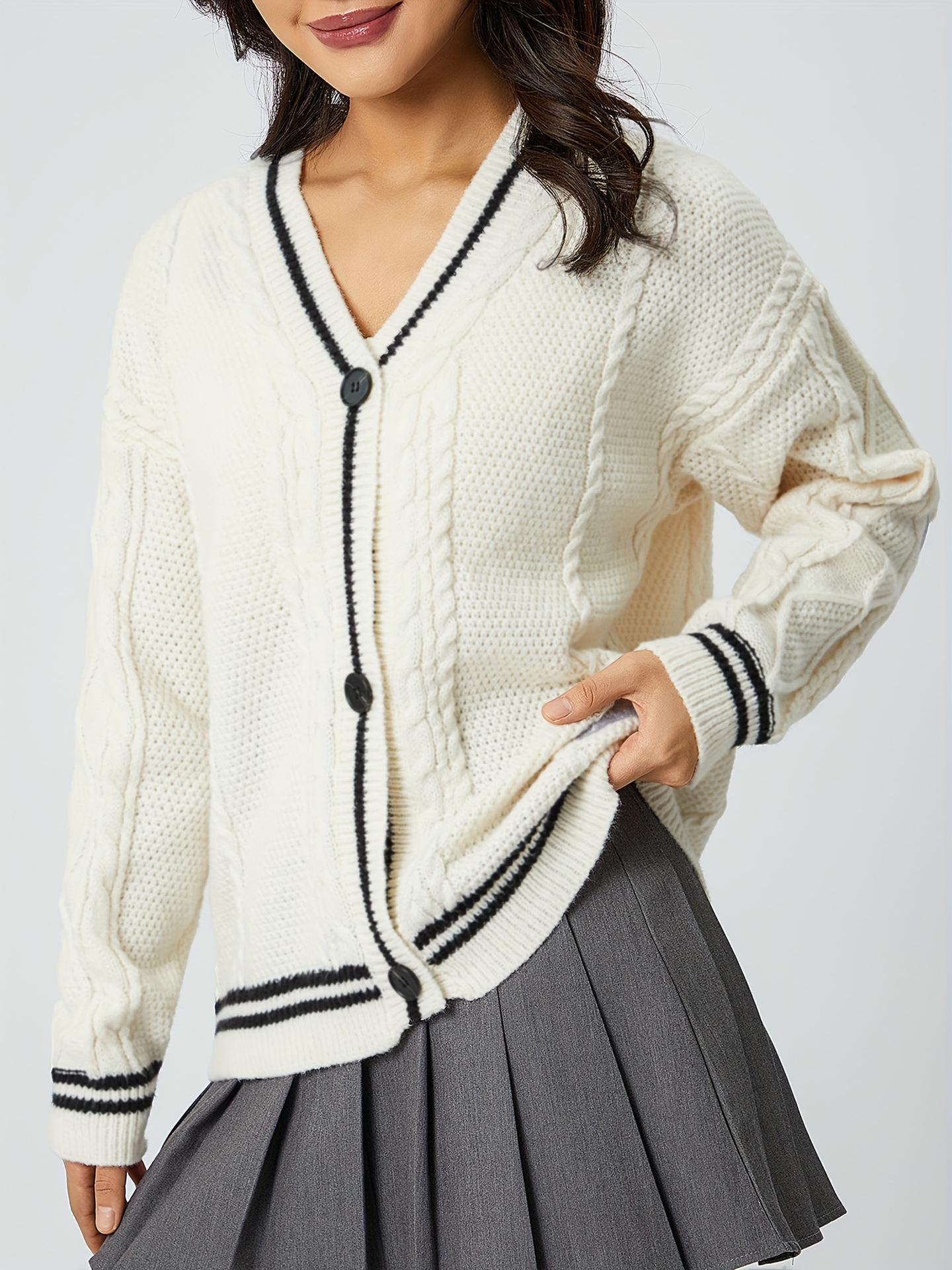 Damen Strickjacke Mit Stickerei Für Herbst Und Winter Leger_voghion.com