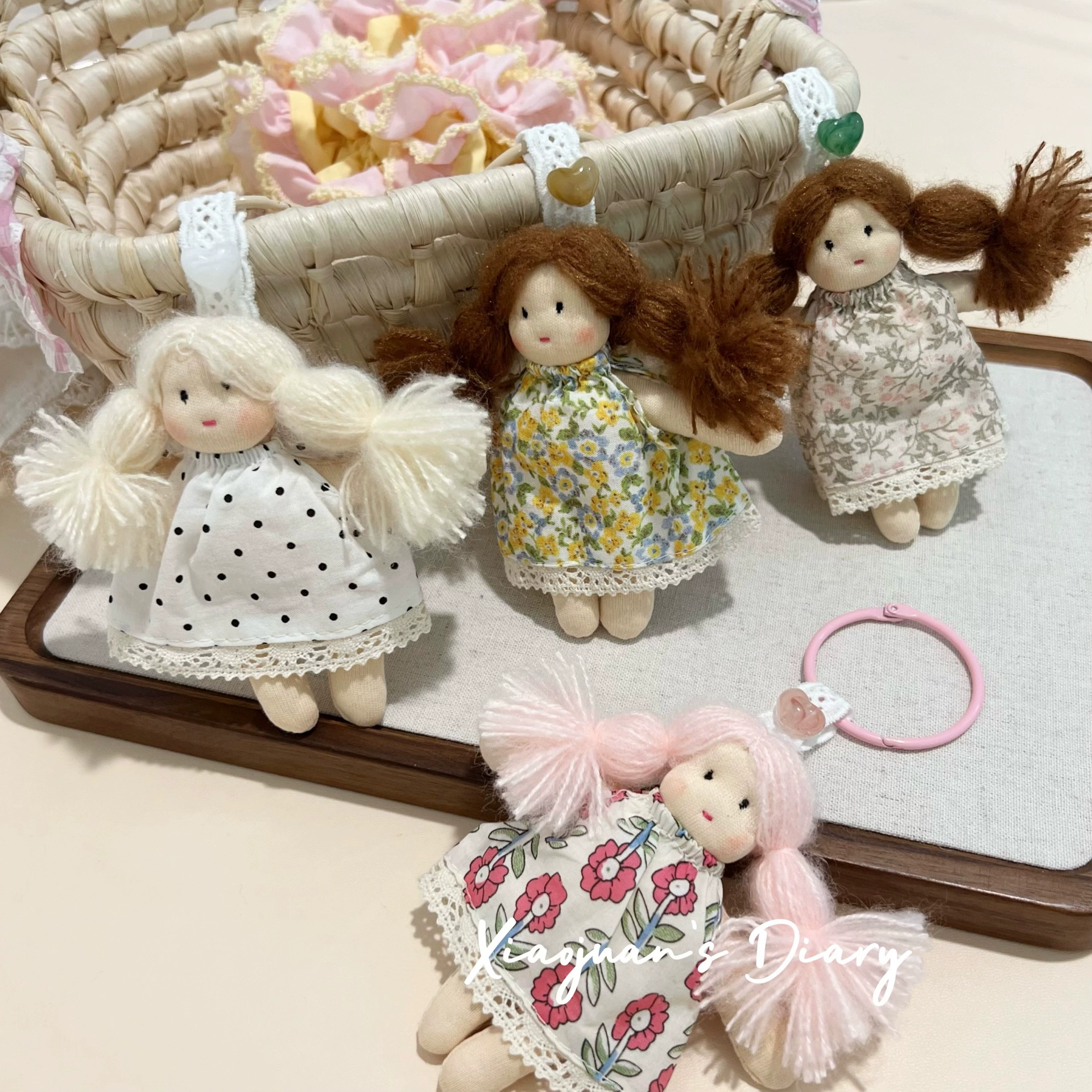 Милая кукла, брелок, детская сумка, универсальный аксессуар, в цветочек