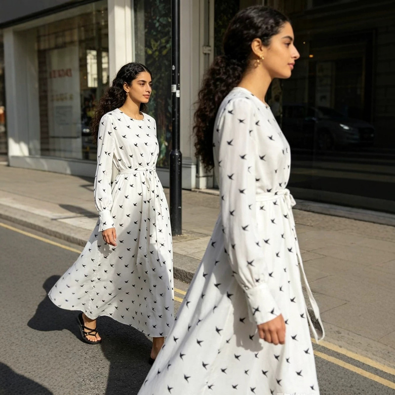 Cross-Border New Model Factory Direct Sales Foreign Trade Turkey Pakistan Women's Fashion Long-Sleeved Dress Gown