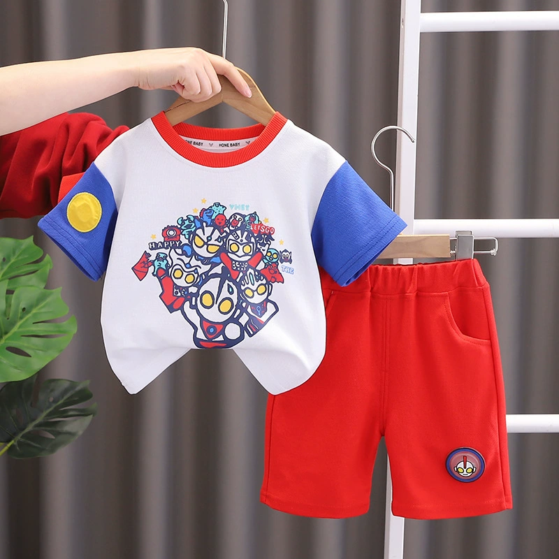 Children's cartoon summer clothing, sleeves, summer set for boys, with short sleeve, western style