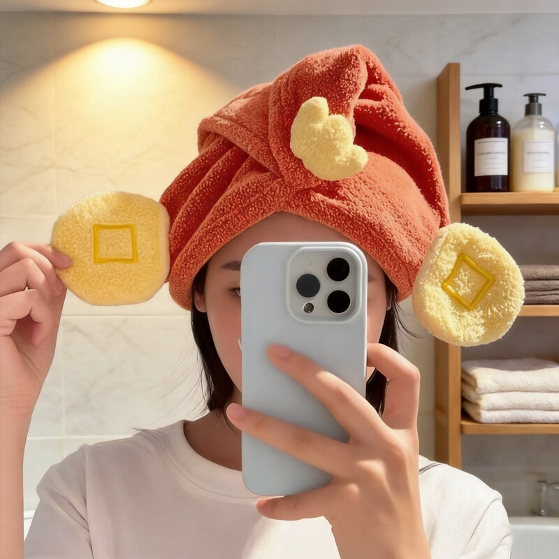 New Little God of Wealth Dry Hair Cap, Absorbent, Quick-Drying Towel, Adult Student Dormitory Girl, Quick-Drying, Lint-Free, Household Headscarf