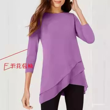 2024 новая трансграничная внешняя торговля Европейская и американская женская одежда спот Amazon с круглым вырезом весной и летом с длинными рукавами сплошной топ