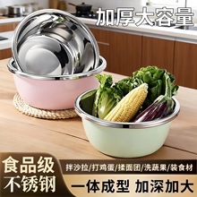 北欧盆三件套食品级不锈钢汤盆加厚大容量洗菜盆料理盆家用洗脸盆