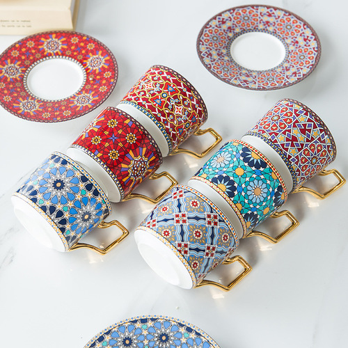 欧式小奢华咖啡杯碟茶杯套装摩洛哥风情杯ins风英式下午茶套装