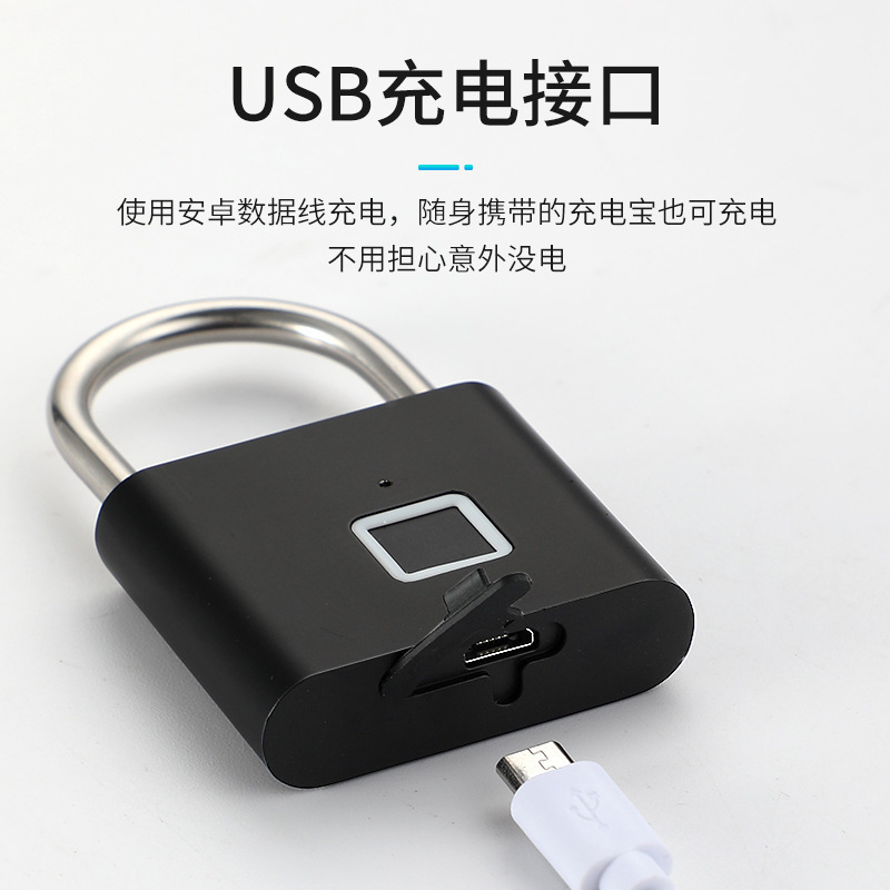 智能指纹挂锁大号防水防锈仓库锁防盗柜子宿舍大门家用指纹密码锁|undefined