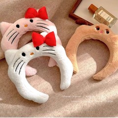 かわいいぬいぐるみ猫ヘアバンド女性のための 2025 新しい高頭蓋骨子供ヘッドバンドヘアプレス洗顔ヘアピン帽子