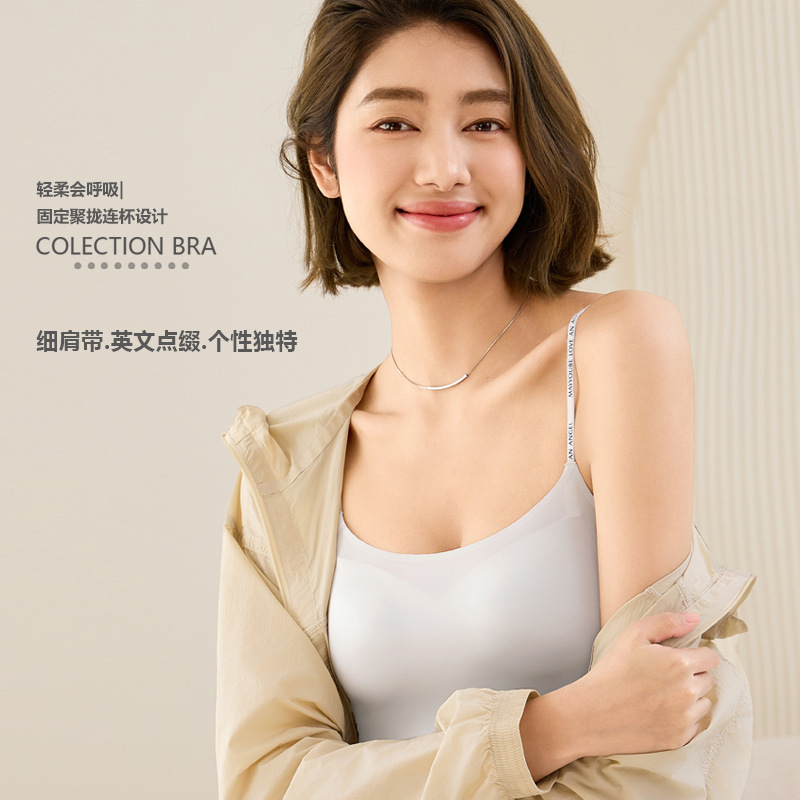 B28 Original Satin Silk Seamless Strapless Letter Bra for Women, Minimizer, Wireless, Side Breast Collection, Summer Bra