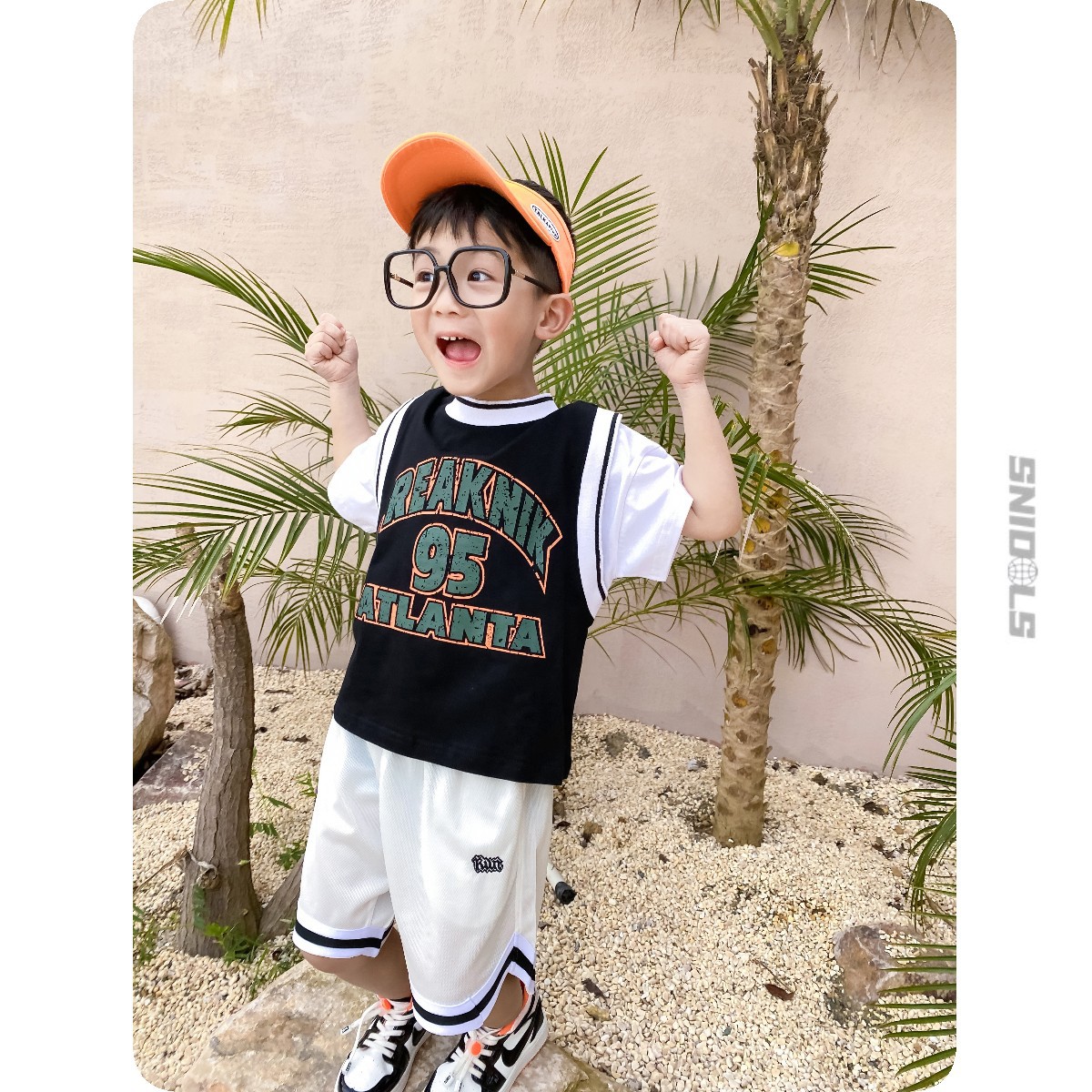 拼接螺纹假两件篮球短袖