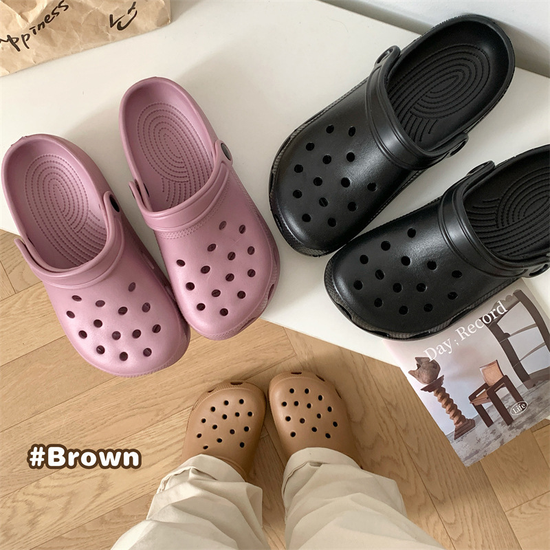 Eva Croc Shoes Women's Soft Sole Nurse Slippers Summer Pure Couple Anti-Slip Deodorant Thick Sole Baotou Beach Shoes