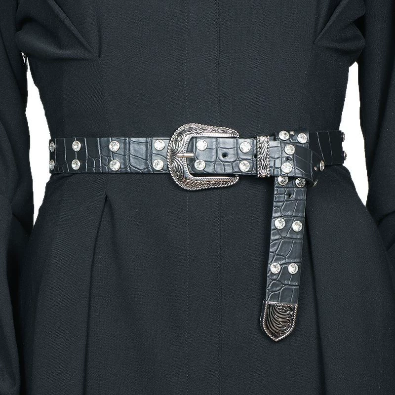 Belt, jeans, black retro universal accessory, American style