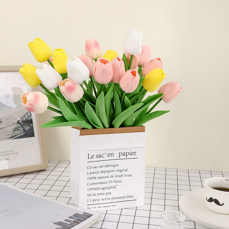 Artificial polyurethane tulip stem, realistic touch, wedding & home décor, lightweight 0.015 kg