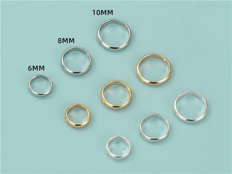 S925 Sterling Silver Edge Round Hollow Bead DIY Handmade Ring Middle Bead Bracelet Material Accessories
