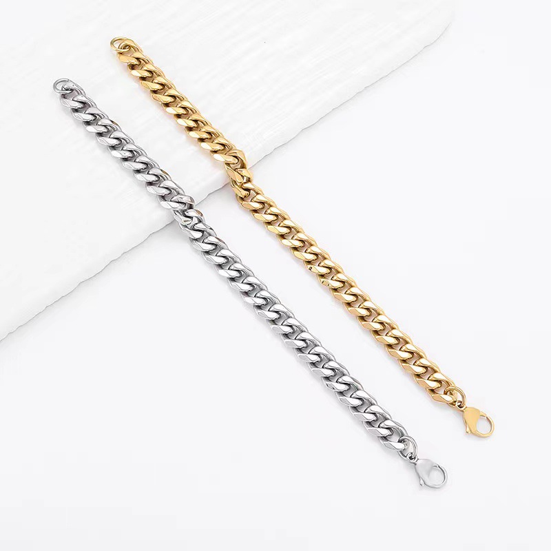 Men's Titanium Cuban Link Bracelet Polished Heavy Chain Jewelry_voghion.com