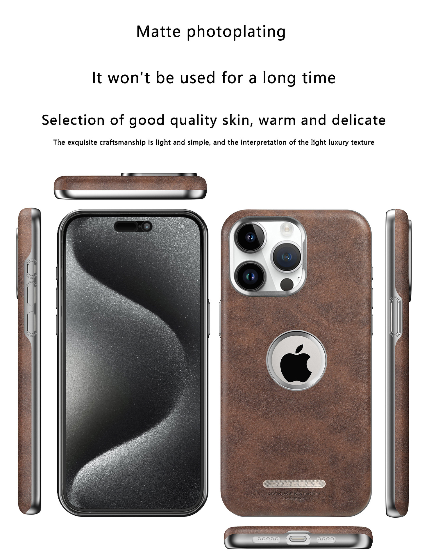 Ốp lưng da từ tính chống rơi cho iPhone 16 Pro Max, 15, 14 họa tiết sáp dầu cao cấp — màu đen quý phái, quý ông màu xanh, Màu nâu thanh lịch, nâu mocha chi tiết 9