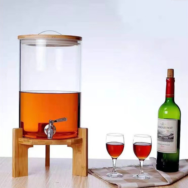 Barril de cerveza de alta borosilicona con grifo, barril de cerveza comercial, botella de vidrio de licor grande