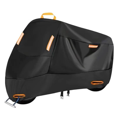 190t Motorcycle Cover, Electric Vehicle Cover, Outdoor Scooter Cover, Sunshade Cover (Car clothing) - m-suitable-within-175m-black-orange-strip