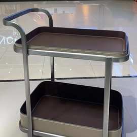 轻奢马鞍皮移动沙发边几小推车茶几客厅家用角几床头柜带轮置pω