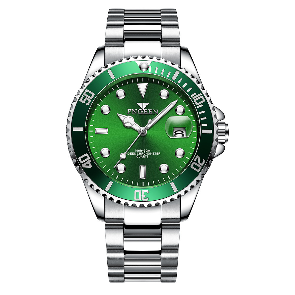 Reloj de Cuarzo para Hombre de Acero Inoxidable, Luminoso, Impermeable con Calendario