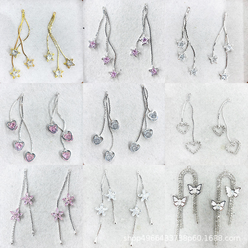 Senyi Jewelry Fairy Butterfly Star Zircon Universal Tassel Mobile Phone Chain Pendant Earrings Pendant DIY Accessories