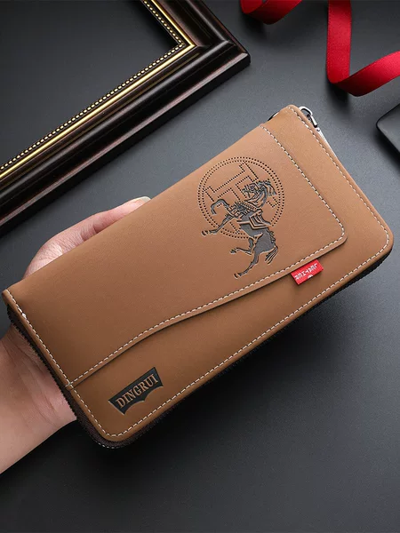 New crazy horse leather men's wallet European and American retro style PU zipper bag fashion short card bag change bag wholesale