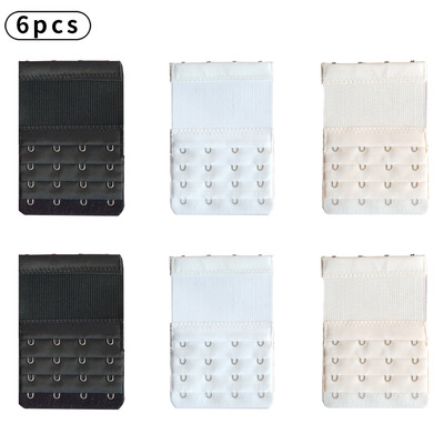 6pcs彈性松緊內衣延長扣後背胸罩搭扣松緊鎖密四排四扣文胸加長扣