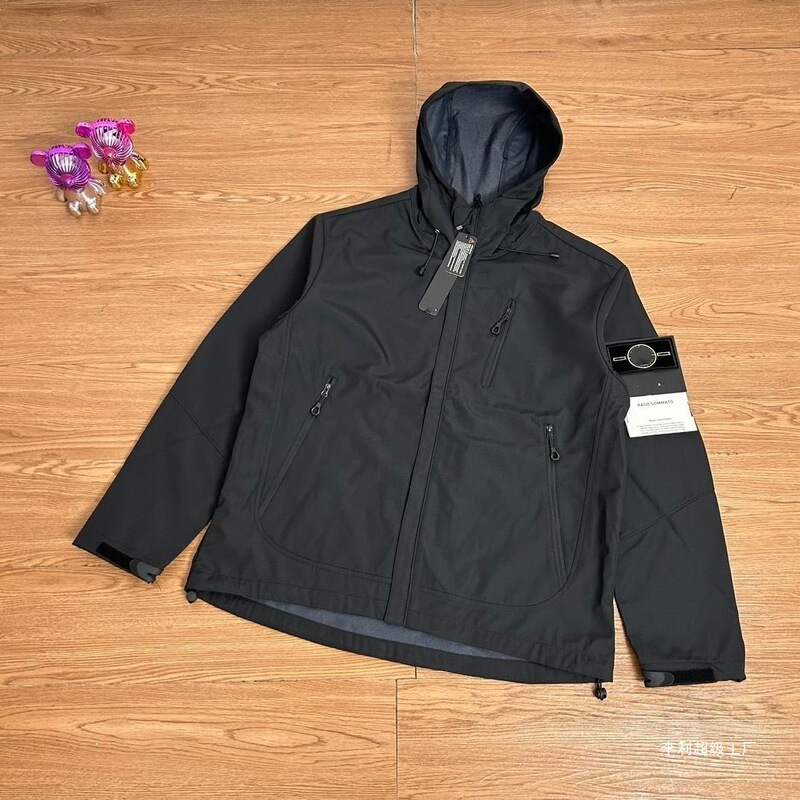 Cross-border trendy soft shell jacket with sleeve patches, foreign trade spring and autumn casual coat, hooded jacket, outdoor top for young men and women
