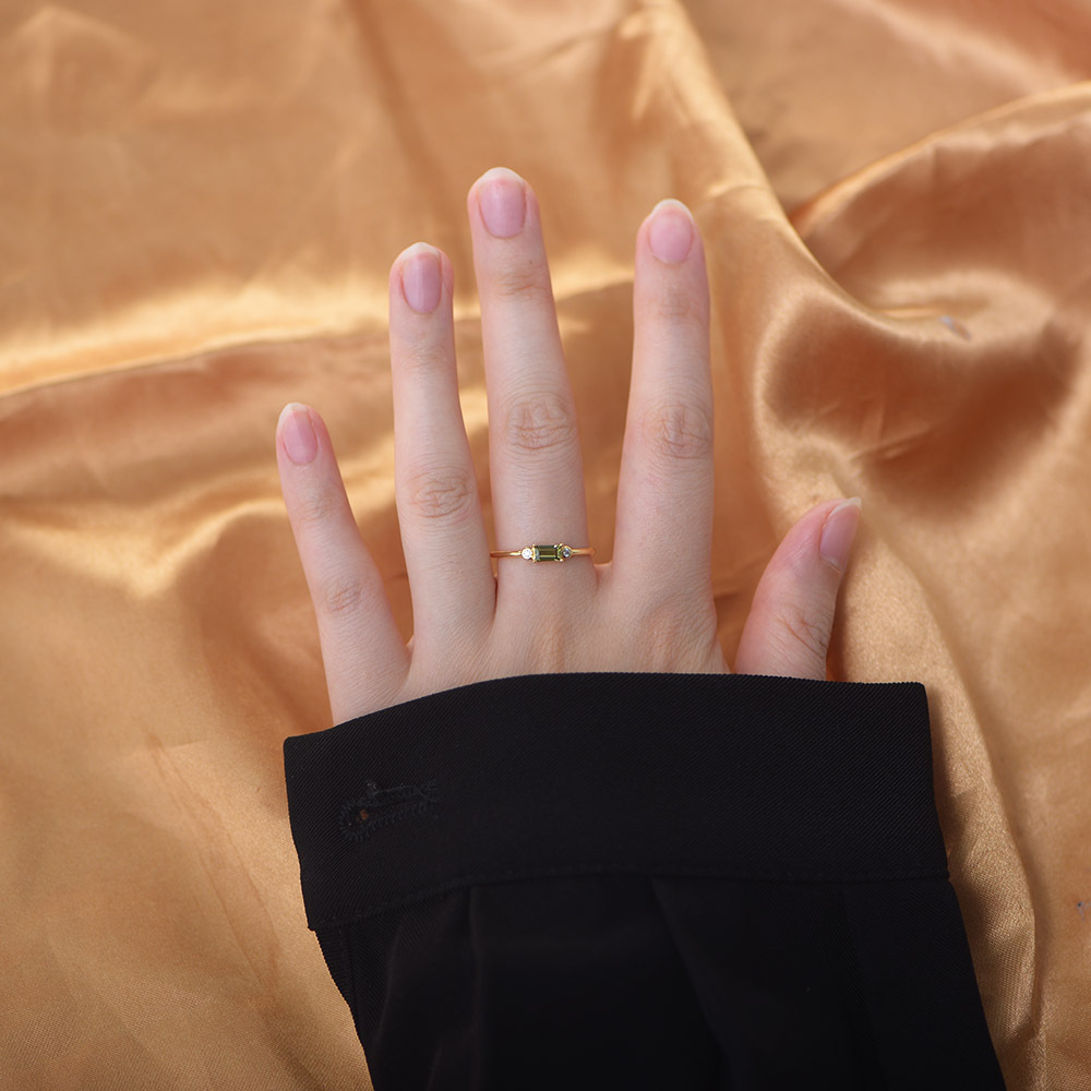 5g Weight 0.03µm Gold Plating Thickness Electroplating Gold Plating Process 925 Sterling Silver Zircon Square Rings